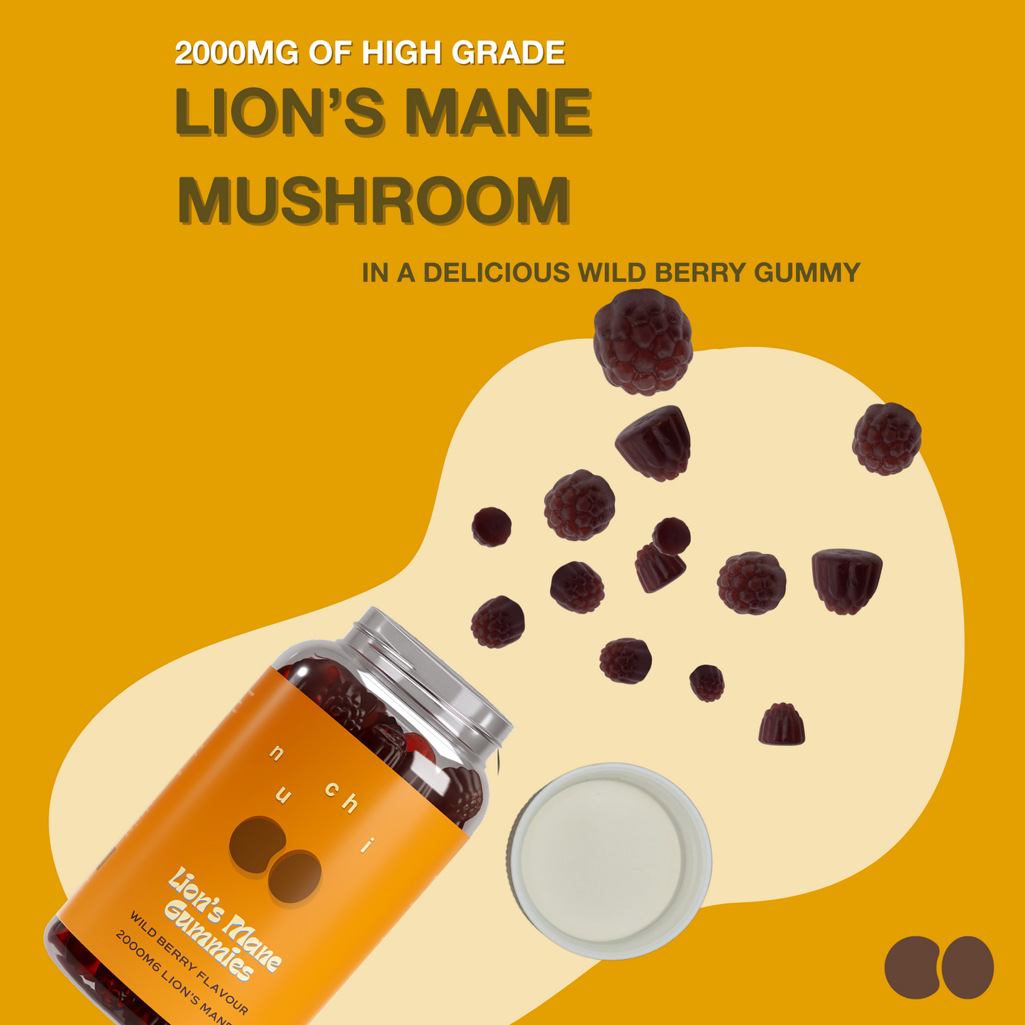 nuchi Lion's Mane Gummies - Vegan, Wild Berry Flavour
