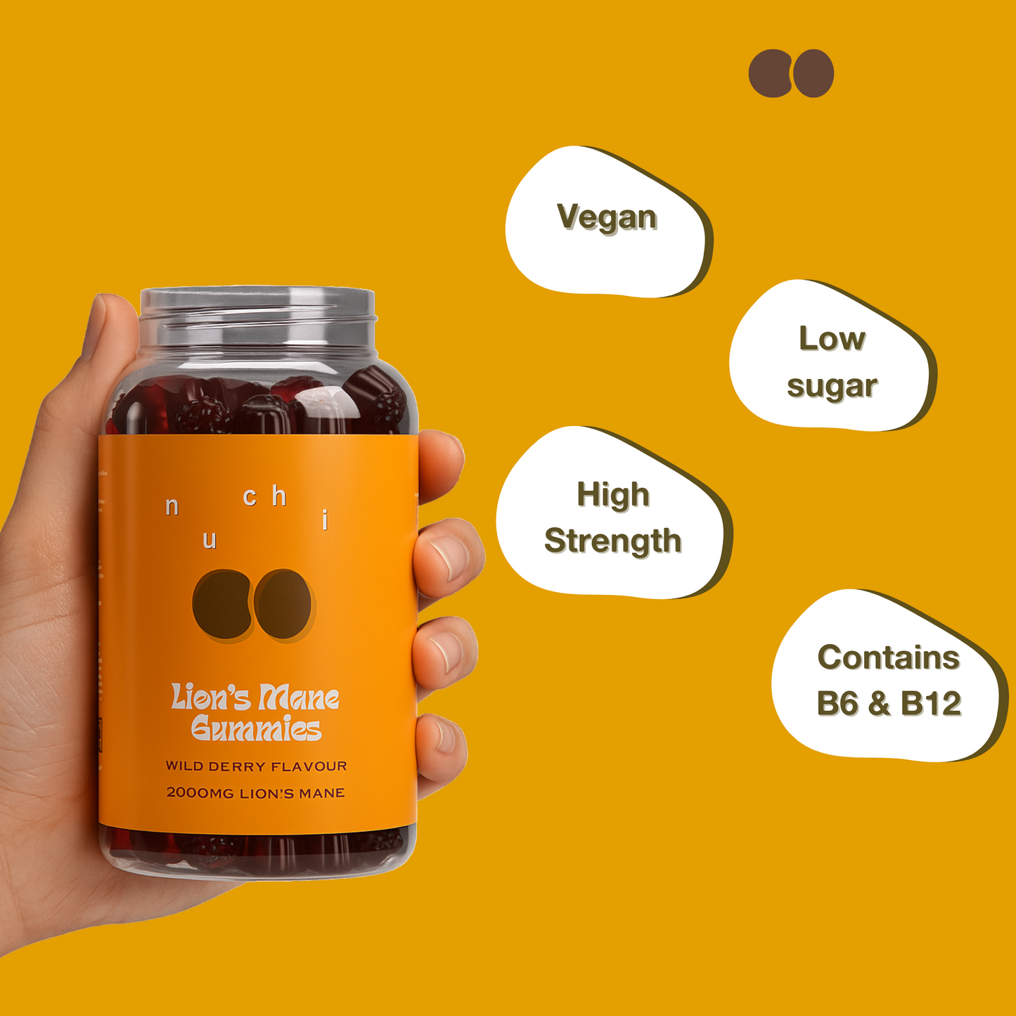 nuchi Lion's Mane Gummies - Vegan, Wild Berry Flavour